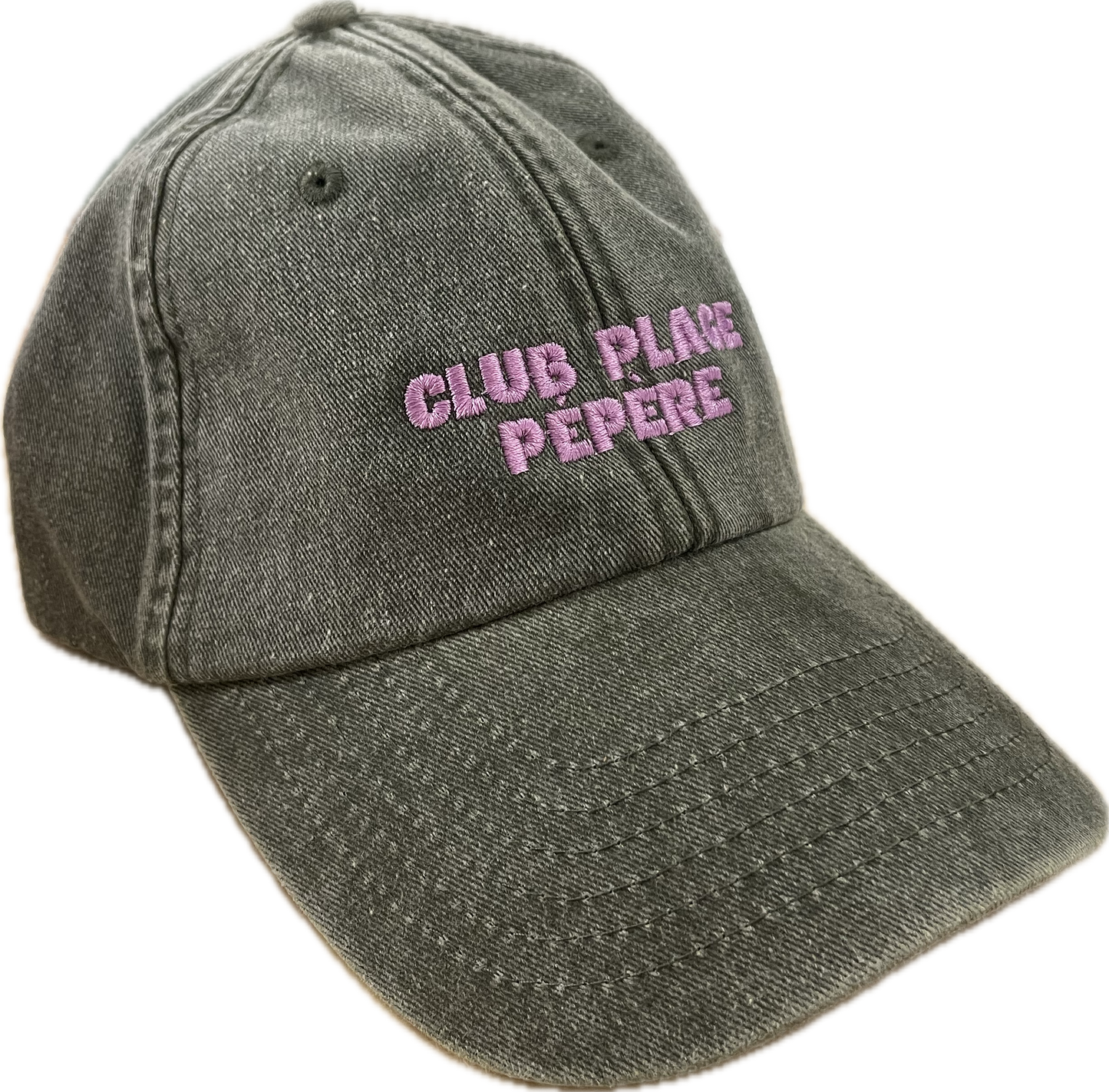 Casquette adulte - Grise broderie mauve