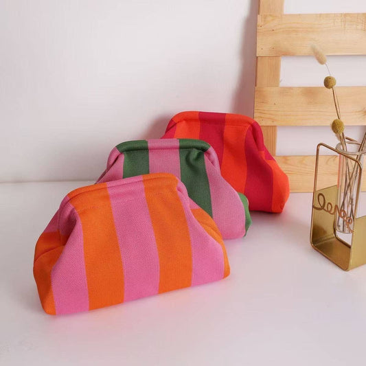 Pochette rayée rouge et orange
