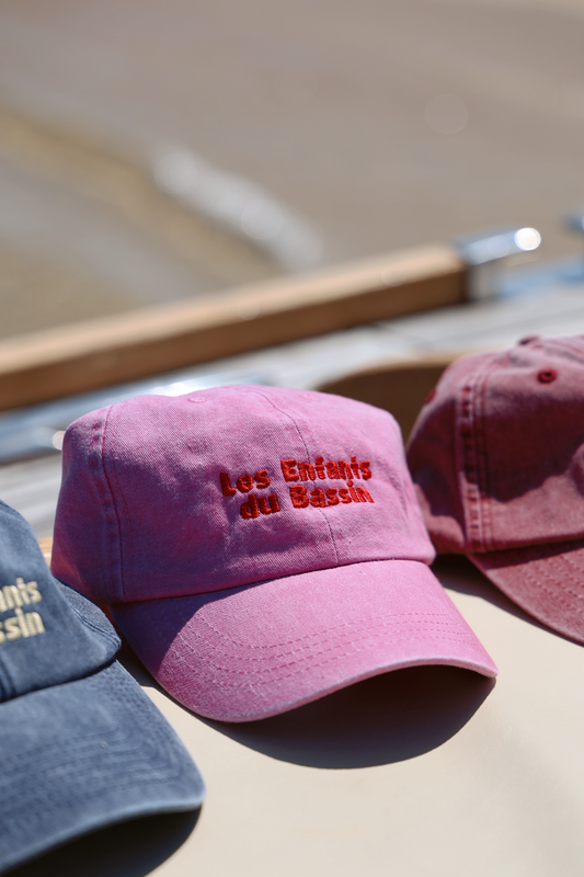 Casquette adulte - Rose broderie rouge