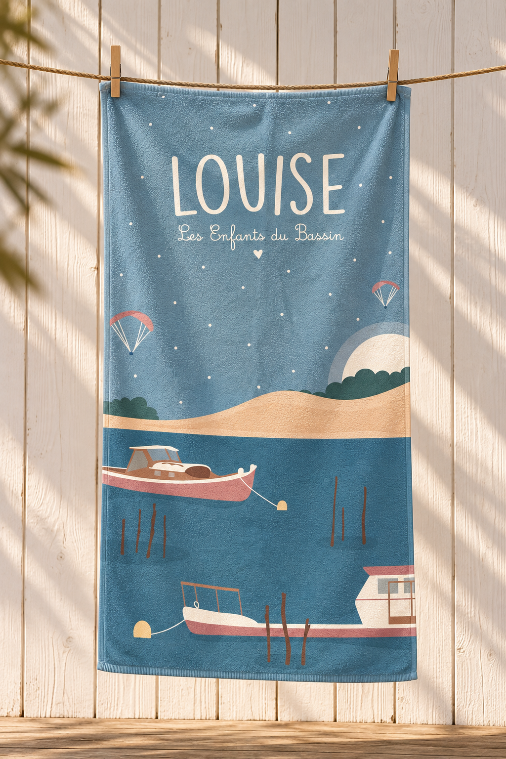 Serviette enfant personnalisable – Bassin d’Arcachon rose