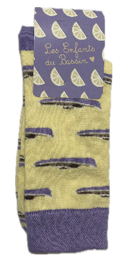 Chaussettes Pinasse : Mauve/jaune