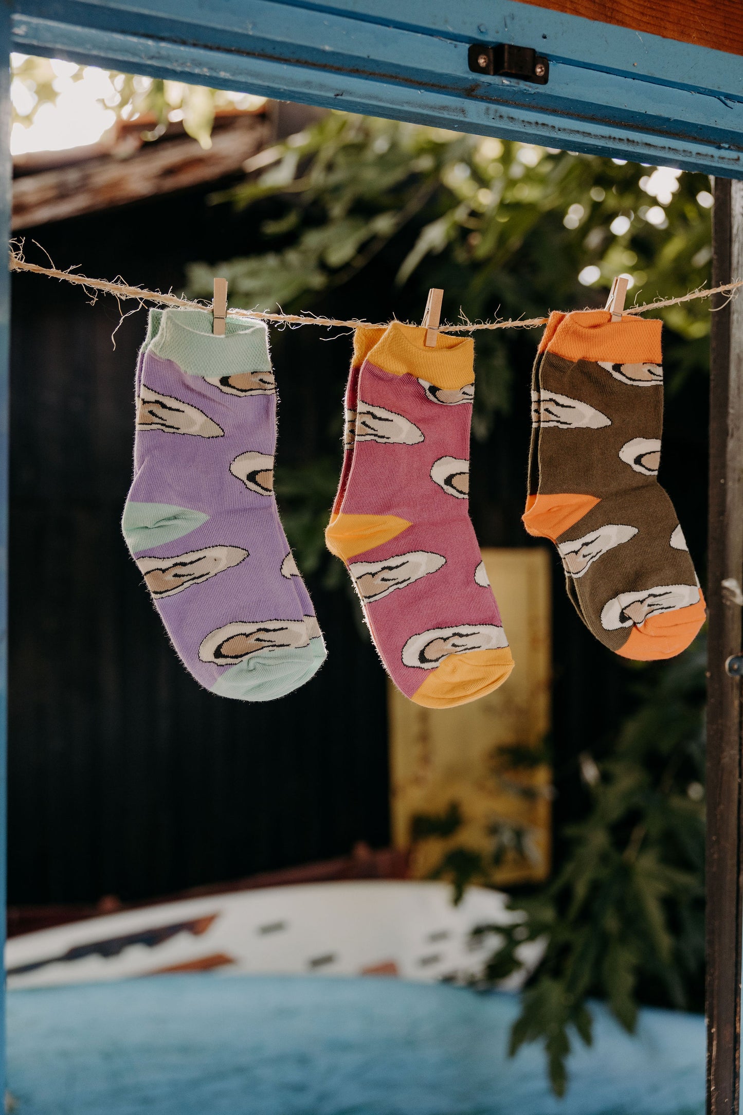 Chaussettes Huîtres - Jaune/Violet