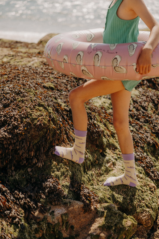 Chaussettes Pinasse : Mauve/jaune
