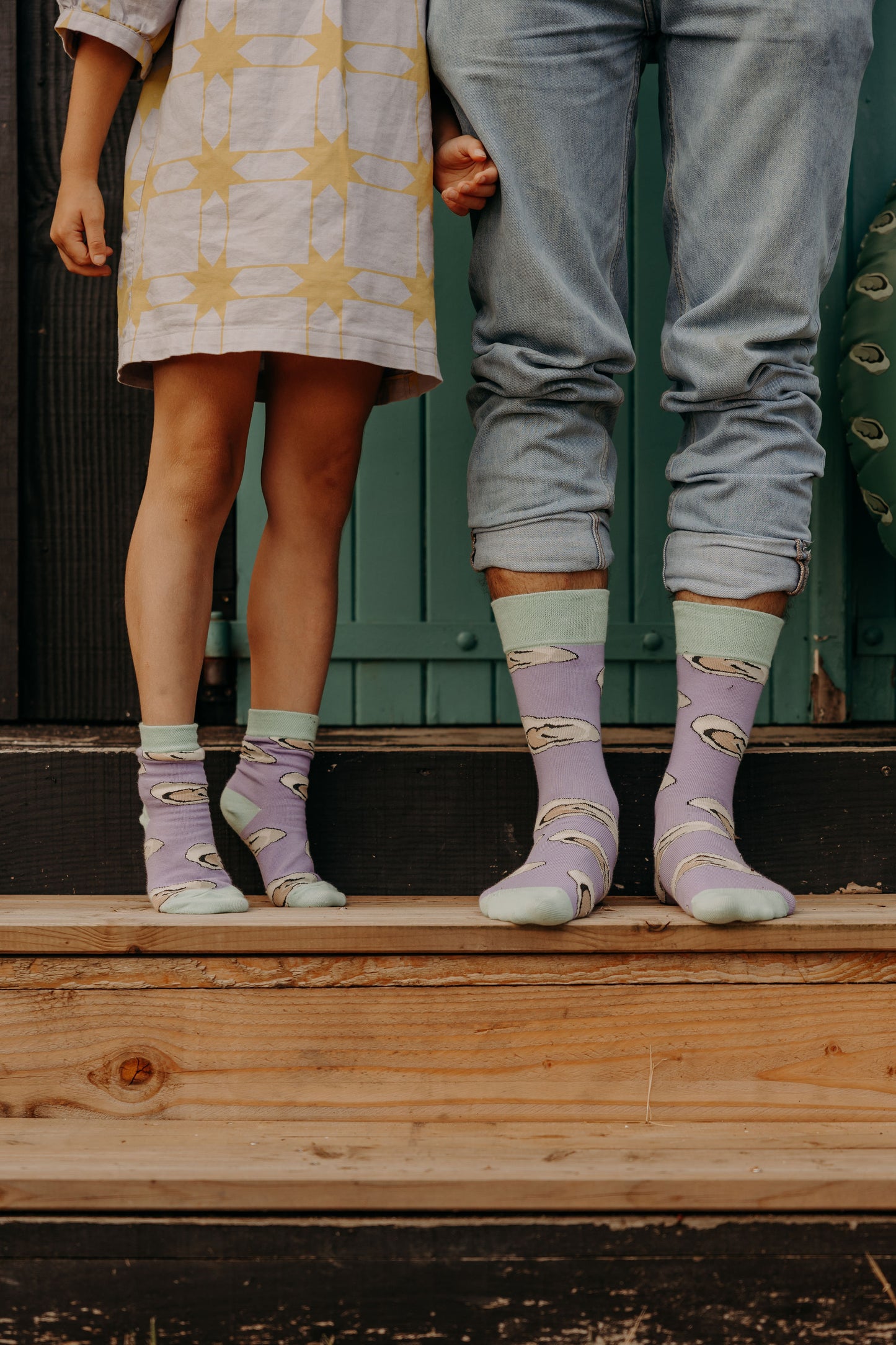 Chaussettes Huîtres - Menthe/Mauve