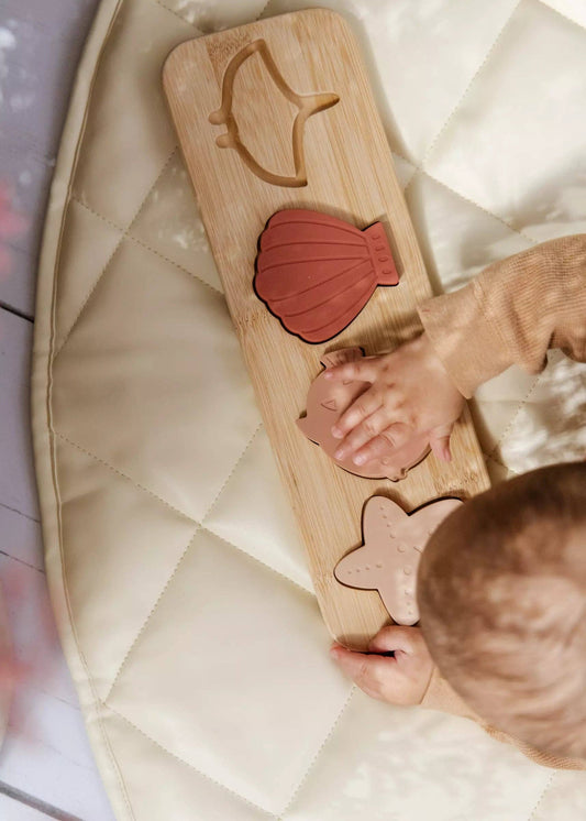 Puzzle en silicone sur plaque en bois - Océan