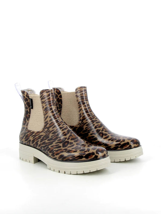 Bottines de pluie - Crème Léopard