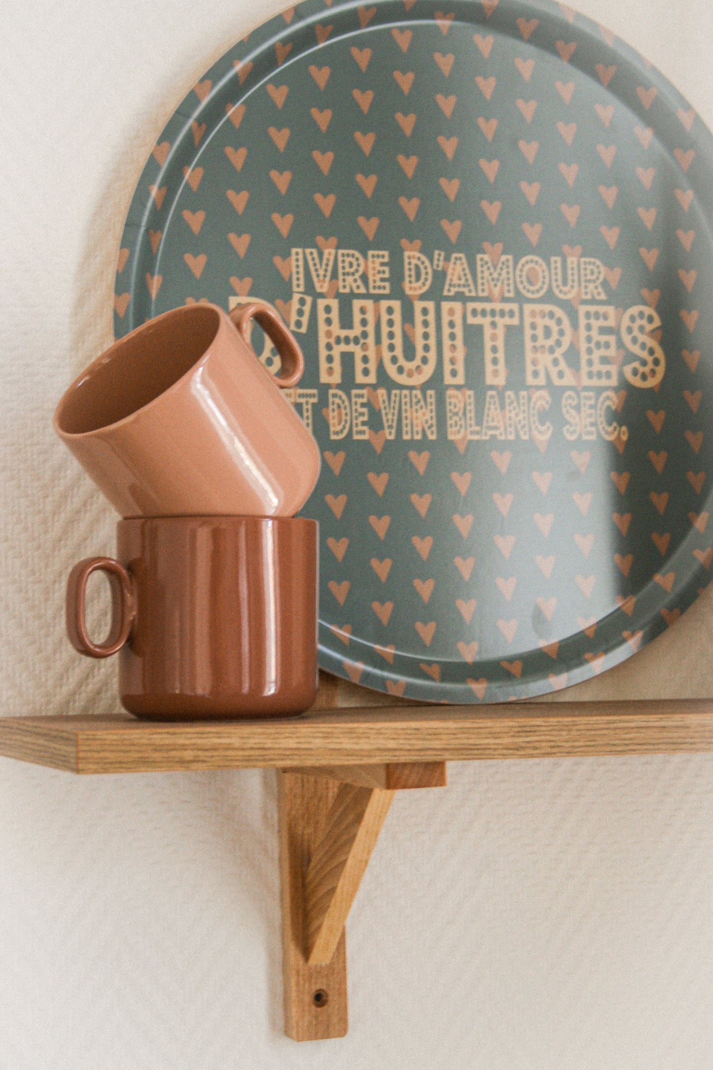 BACK IN STOCK - Plateau en bois : Ivre d'amour 42cm (vert et orange)