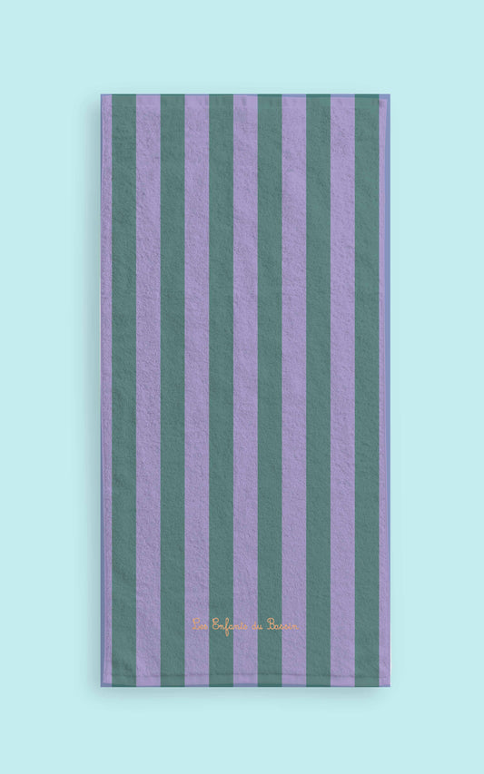 La serviette rayée - vert/violet