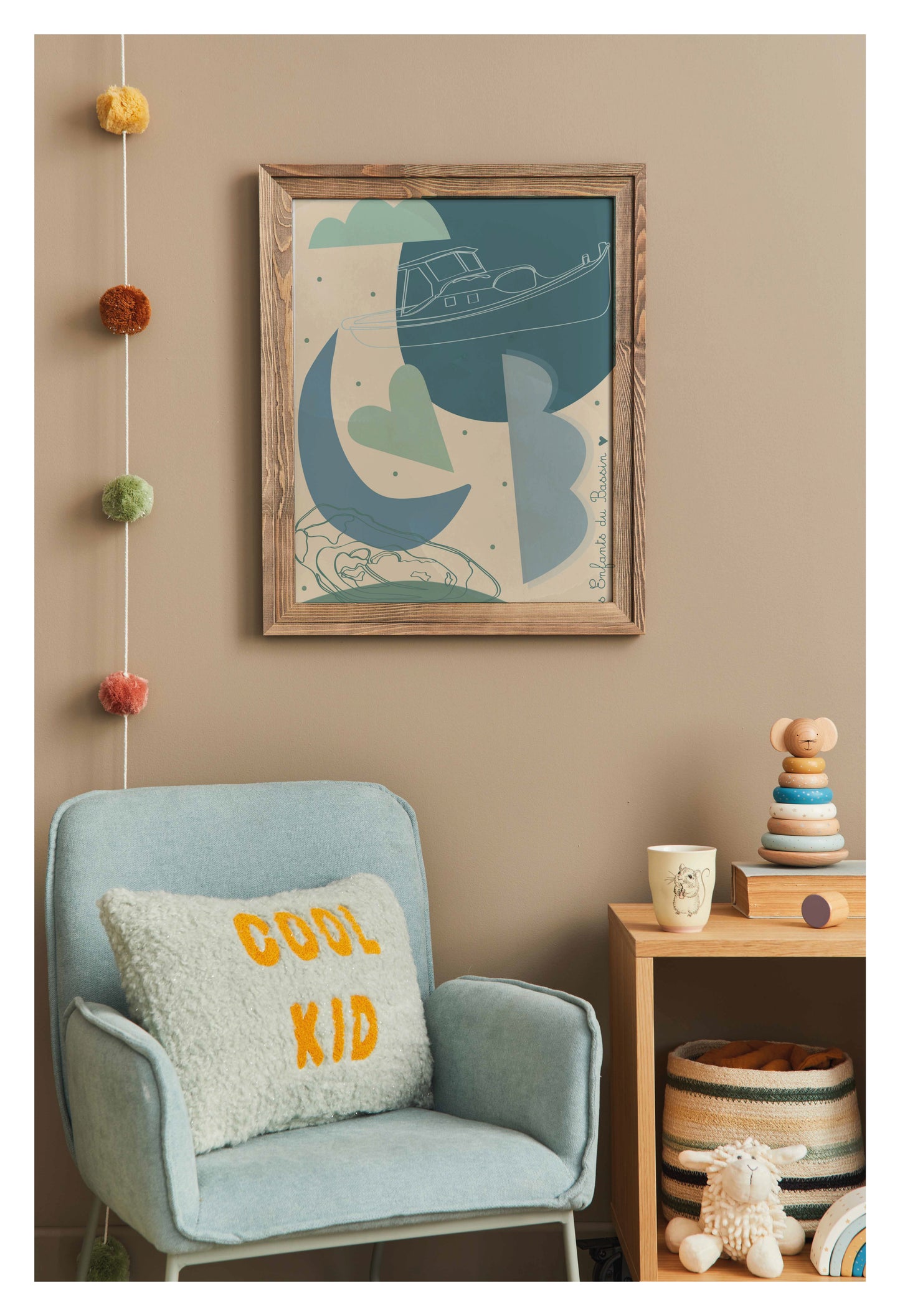 affiche enfant bassin d'arcachon abstrait