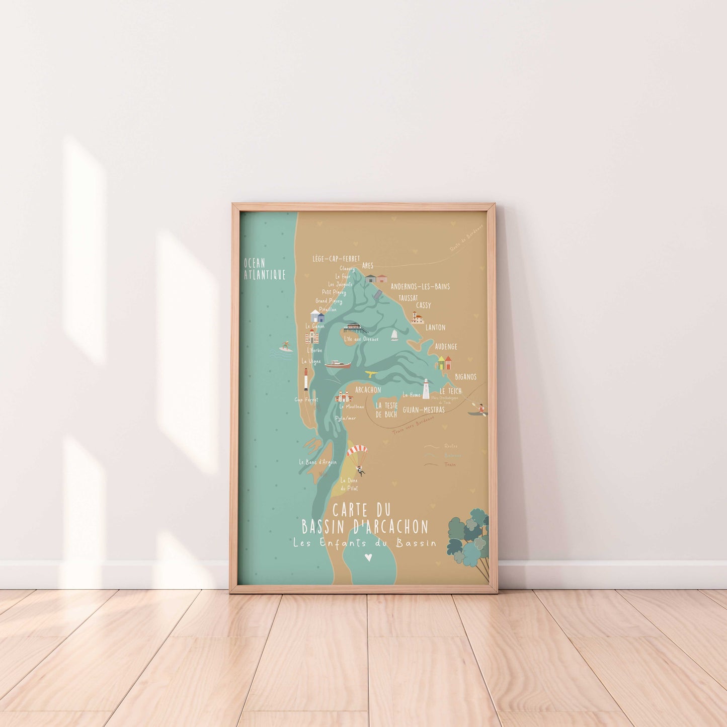 affiche la carte du bassin d'arcachon