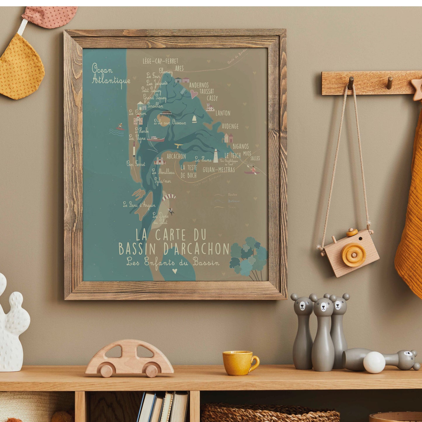 affiche carte du bassin d'arcachon