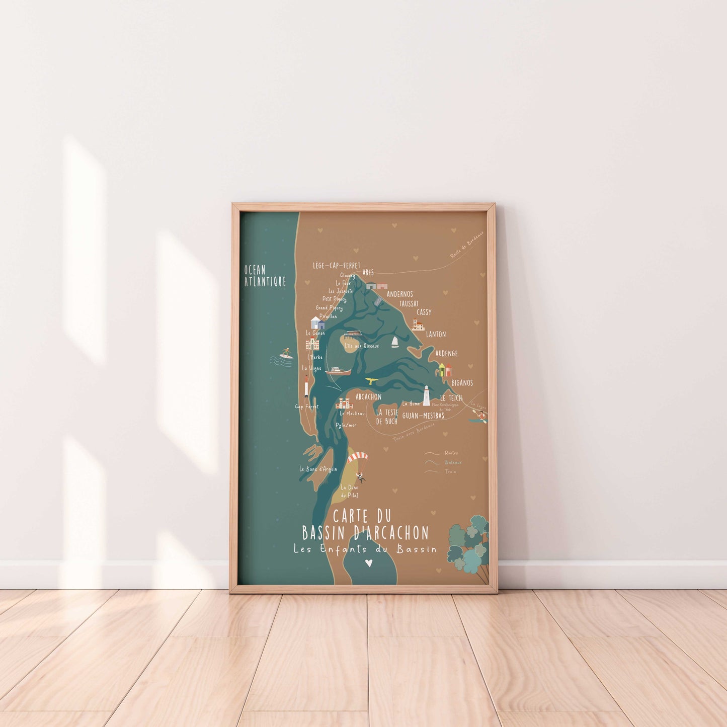 affiche la carte du bassin d'arcachon