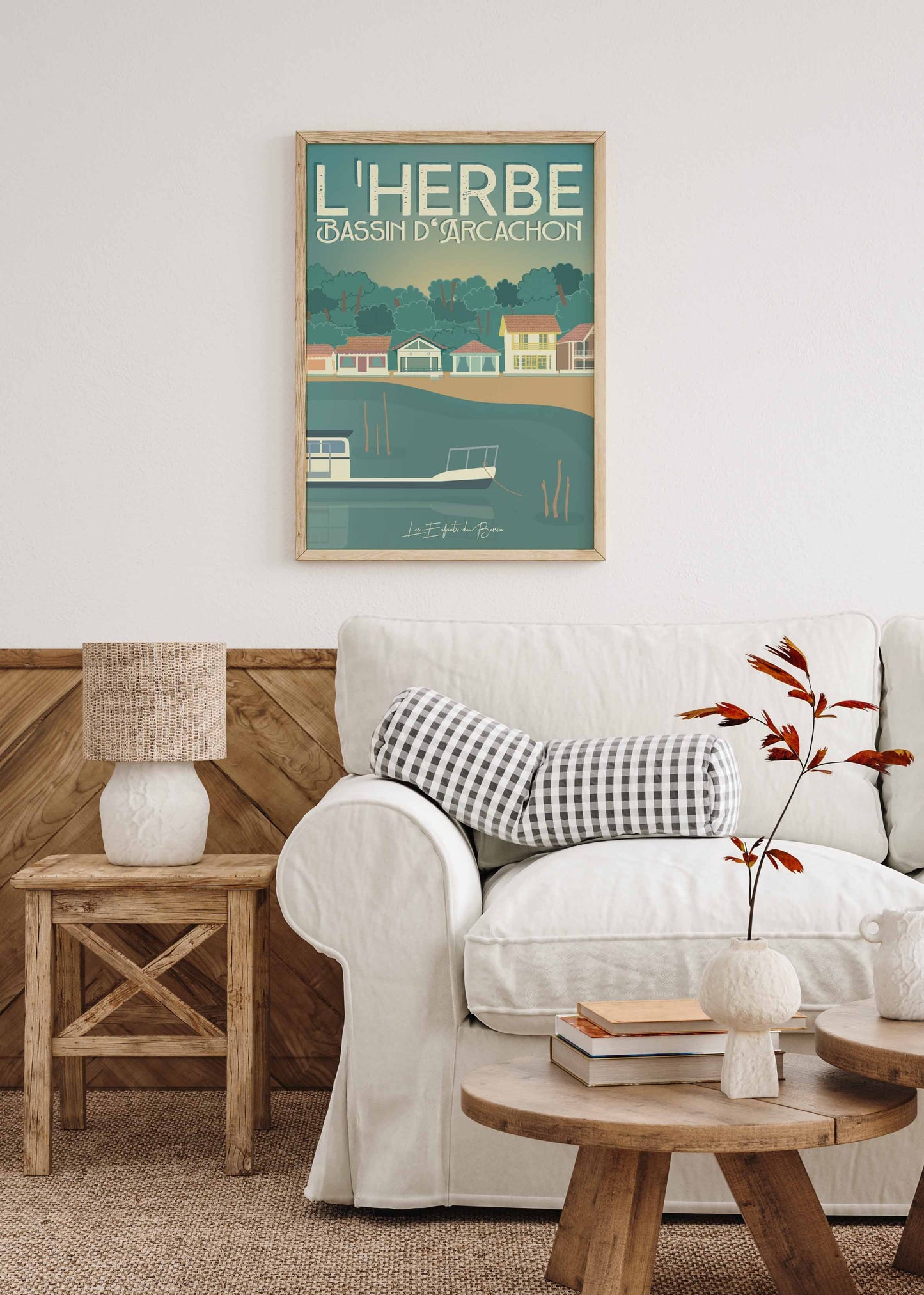 affiche village l'herbe cap ferret bassin arcachon