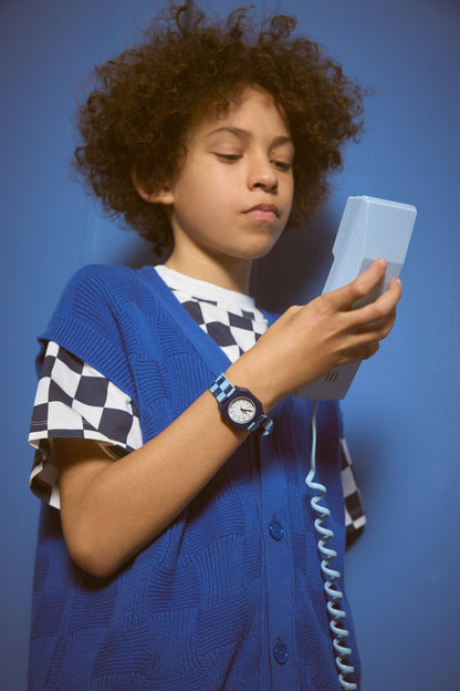 Montre enfant Blue Sunday damier bleu