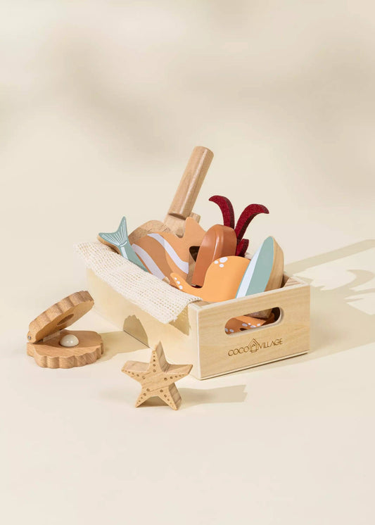 Set de jeu en bois - fruits de mer