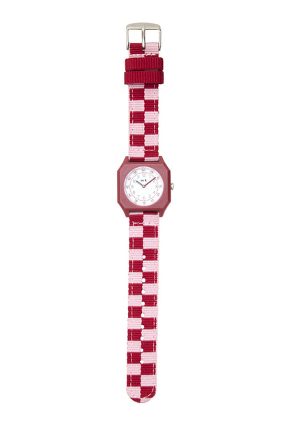 Montre enfant Raspberry Icecream damier rose et rouge