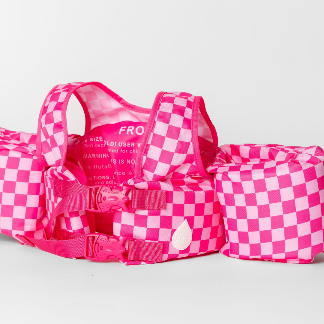 Bouée gilet enfant Carreaux roses (11-23 kg)