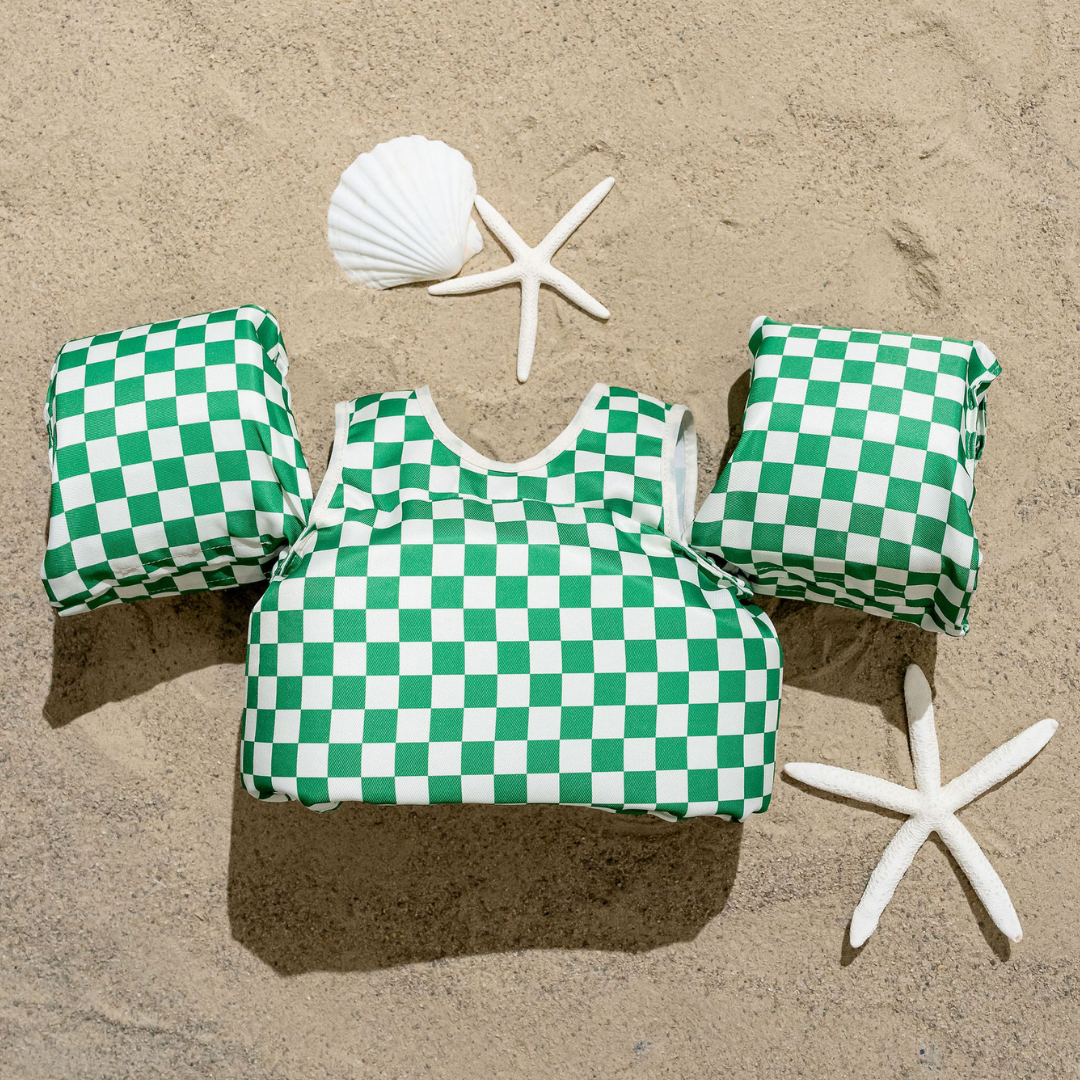 Bouée gilet enfant Carreaux verts (11-23 kg)