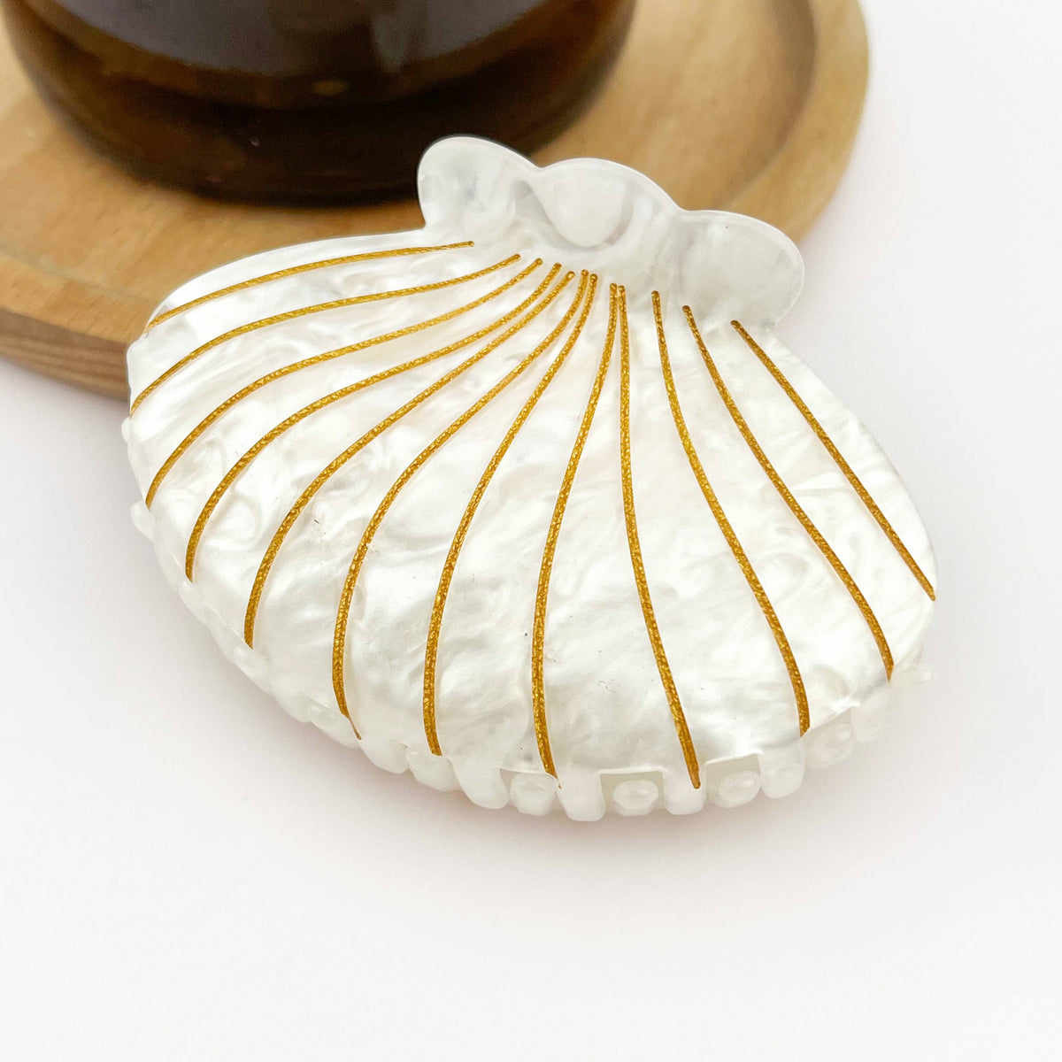 Pince à cheveux Coquillage nacré blanc