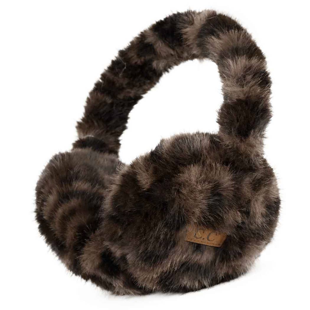 Cache-oreilles en fausse fourrure léopard
