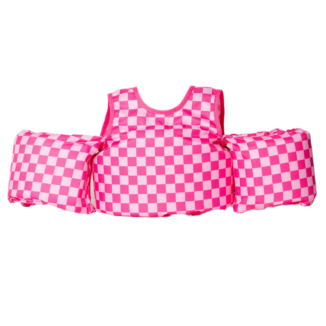 Bouée gilet enfant Carreaux roses (11-23 kg)