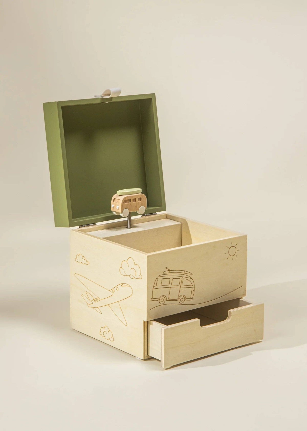 Boîte à musique souvenir en bois - Voyage