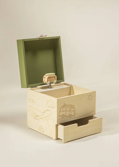 Boîte à musique souvenir en bois - Voyage