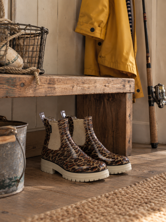 Bottines de pluie - Crème Léopard