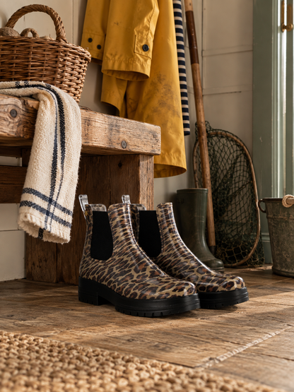Bottines de pluie - Noir et Léopard