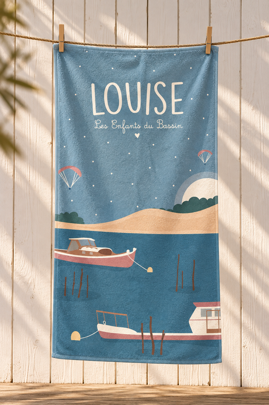 Serviette enfant personnalisable – Bassin d’Arcachon rose