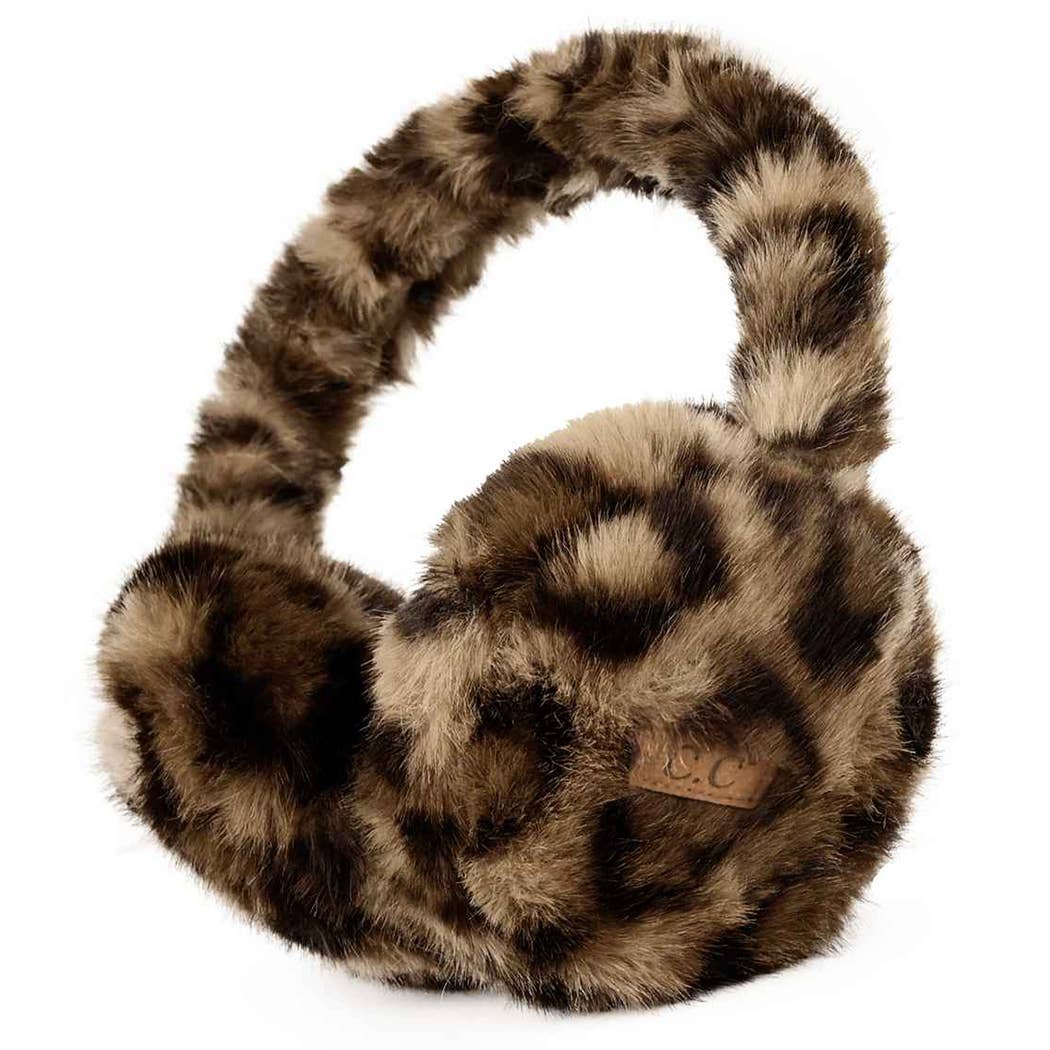 Cache-oreilles en fausse fourrure léopard