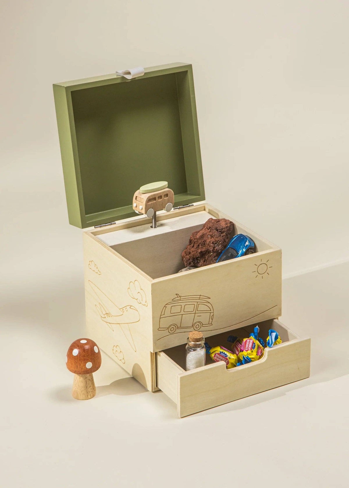 Boîte à musique souvenir en bois - Voyage