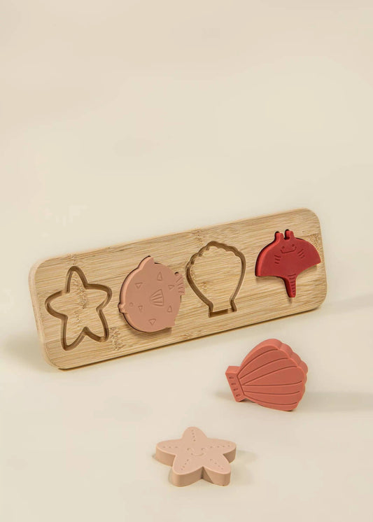 Puzzle en silicone sur plaque en bois - Océan