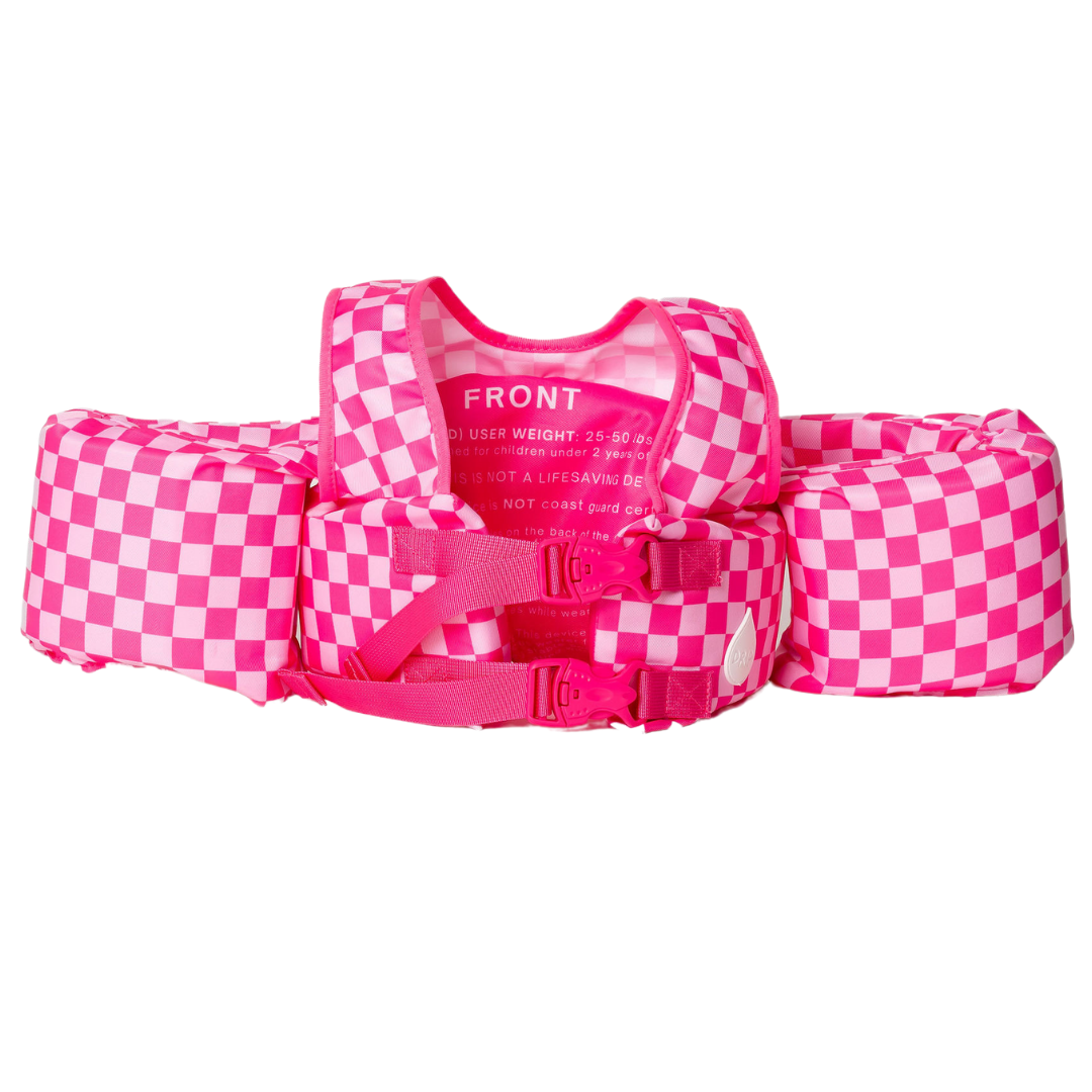 Bouée gilet enfant Carreaux roses (11-23 kg)