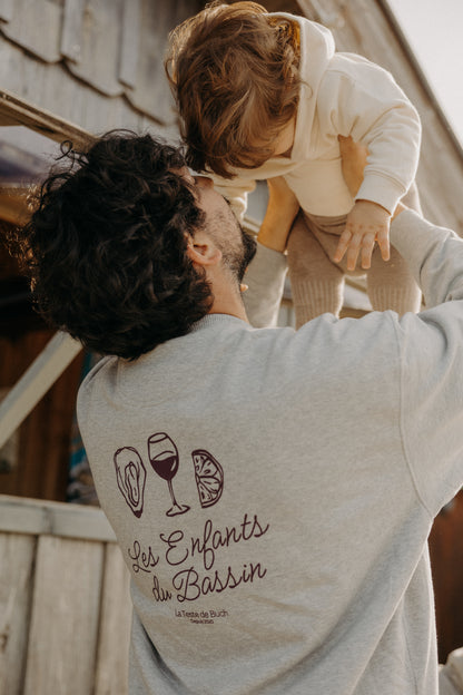 Le sweat Oversize "Dégustation" gris foncé-violet