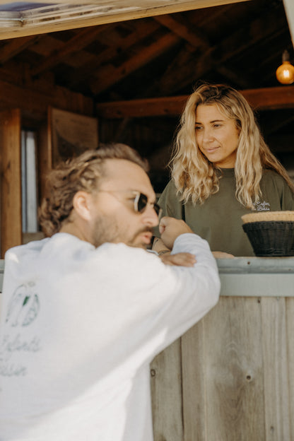 Le sweat Oversize "Dégustation" gris clair -vert
