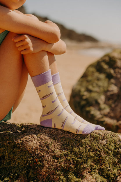 Chaussettes Pinasse : Mauve/jaune