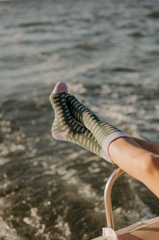 Chaussettes Petites huîtres - vert et violet