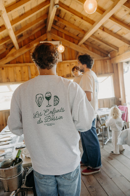Le sweat Oversize "Dégustation" gris clair -vert