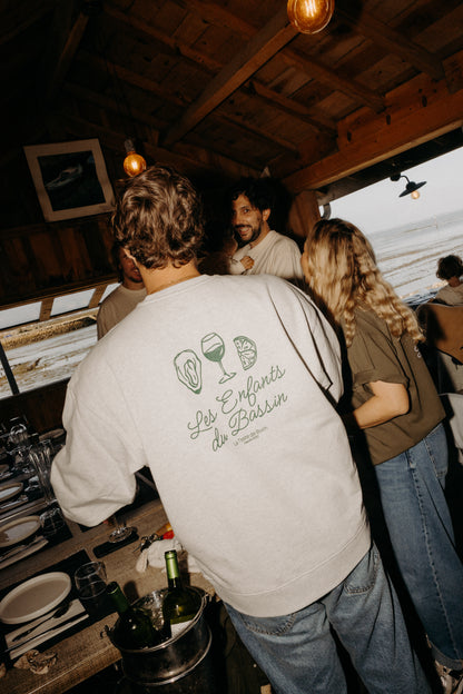 Le sweat Oversize "Dégustation" gris clair -vert