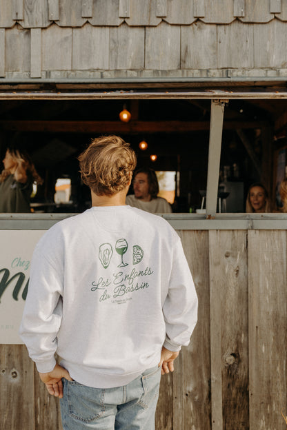 Le sweat Oversize "Dégustation" gris clair -vert