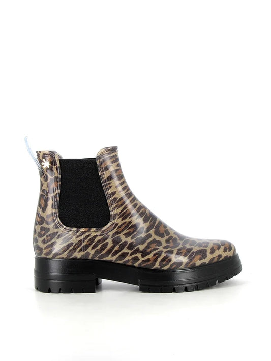 Bottines de pluie - Noir et Léopard
