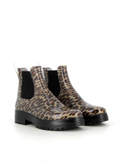 Bottines de pluie - Noir et Léopard