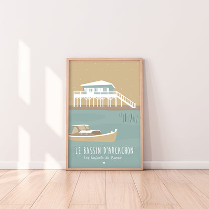 affiche bassin d'arcachon pinasse