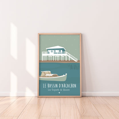 affiche bassin d'arcachon pinasse 